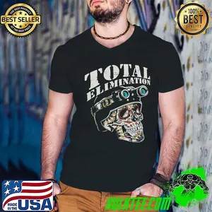 Chris Cappy wearing cappy army total elimination skull shirt