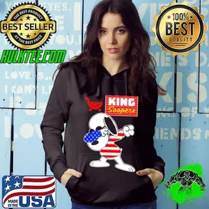 King Soopers Snoopy dabbing character logo usa flag shirt