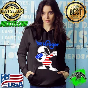 Kroger Snoopy dabbing character logo usa flag shirt