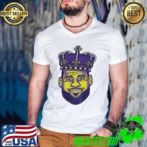 Lebron James Los Angeles Lakers NBA Basketball King big head cartoon shirt