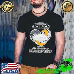 Never underestimate a woman who understands football and loves Collingwood Magpies shirt