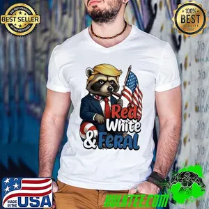 Trump raccoon 4th of july red white and feral american flag shirt