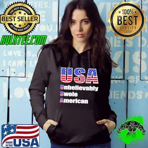 USA unbelievably swole American text flag shirt
