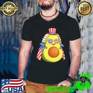 Cute Avocado American Flag Cape 4th Of July America USA  Shirt