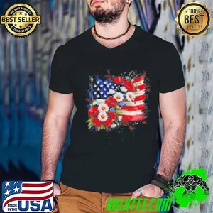 Floral Flag American Flag 4th Of July America Patriotic shirt