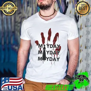 Mayday mayday mayday red handprint resist shirt