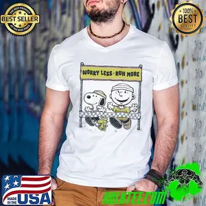 Peanuts charlie Brown And Snoopy worry less run more shirt