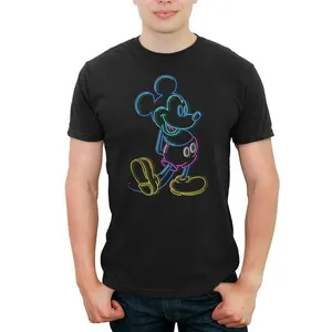 Mickey Mouse Psychedelic Neon Art Retro Graphic Black Shirt